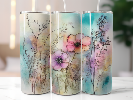Watercolor Flowers 20oz Tumbler