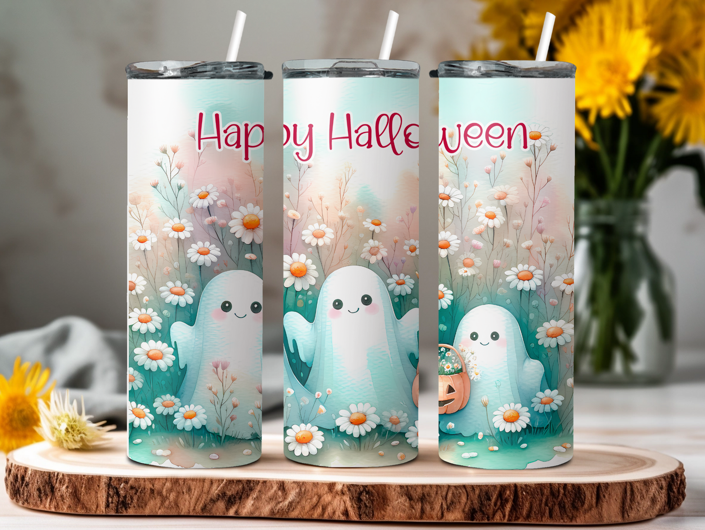 Cute Ghosts & Daisies 20oz Tumbler