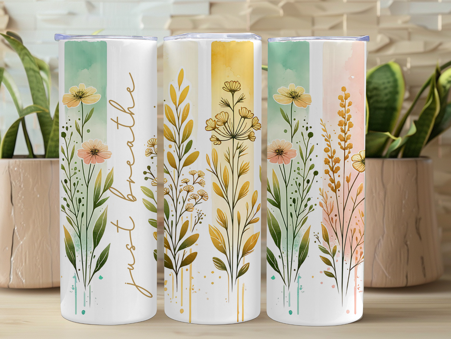 Just Breathe Flower 20oz Tumbler
