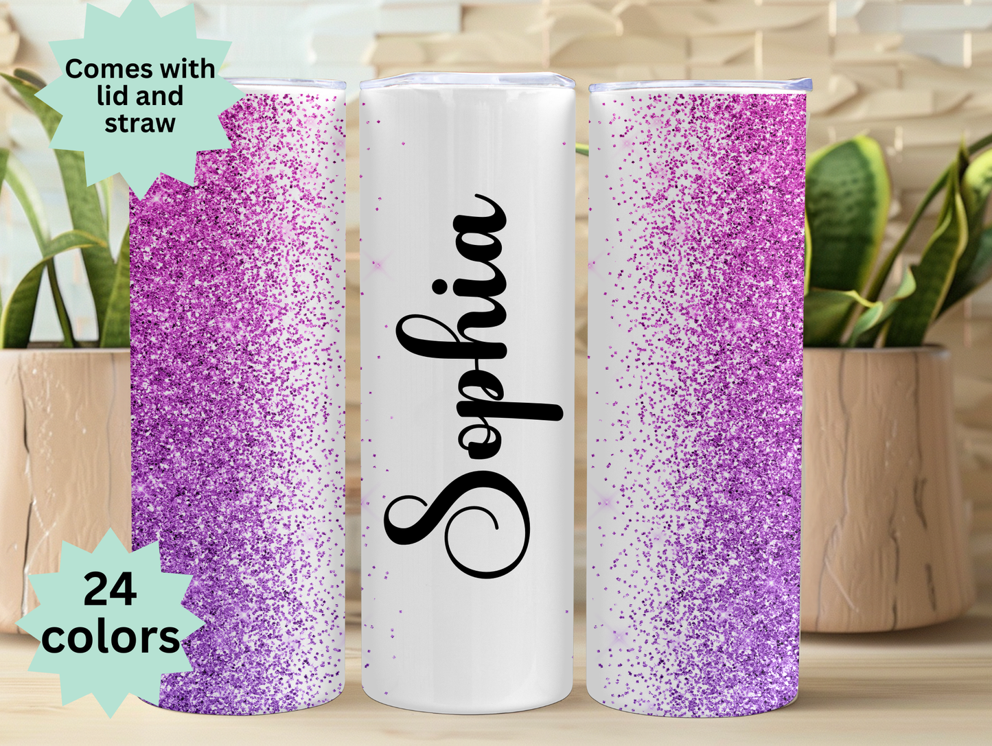 Glitter Center Open Personalized 20oz Tumbler