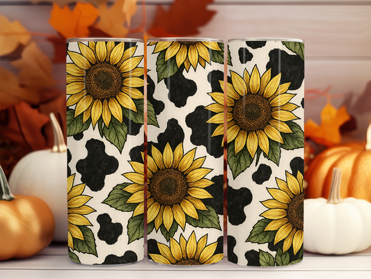 Sunflower & Cow Print 20oz Tumbler