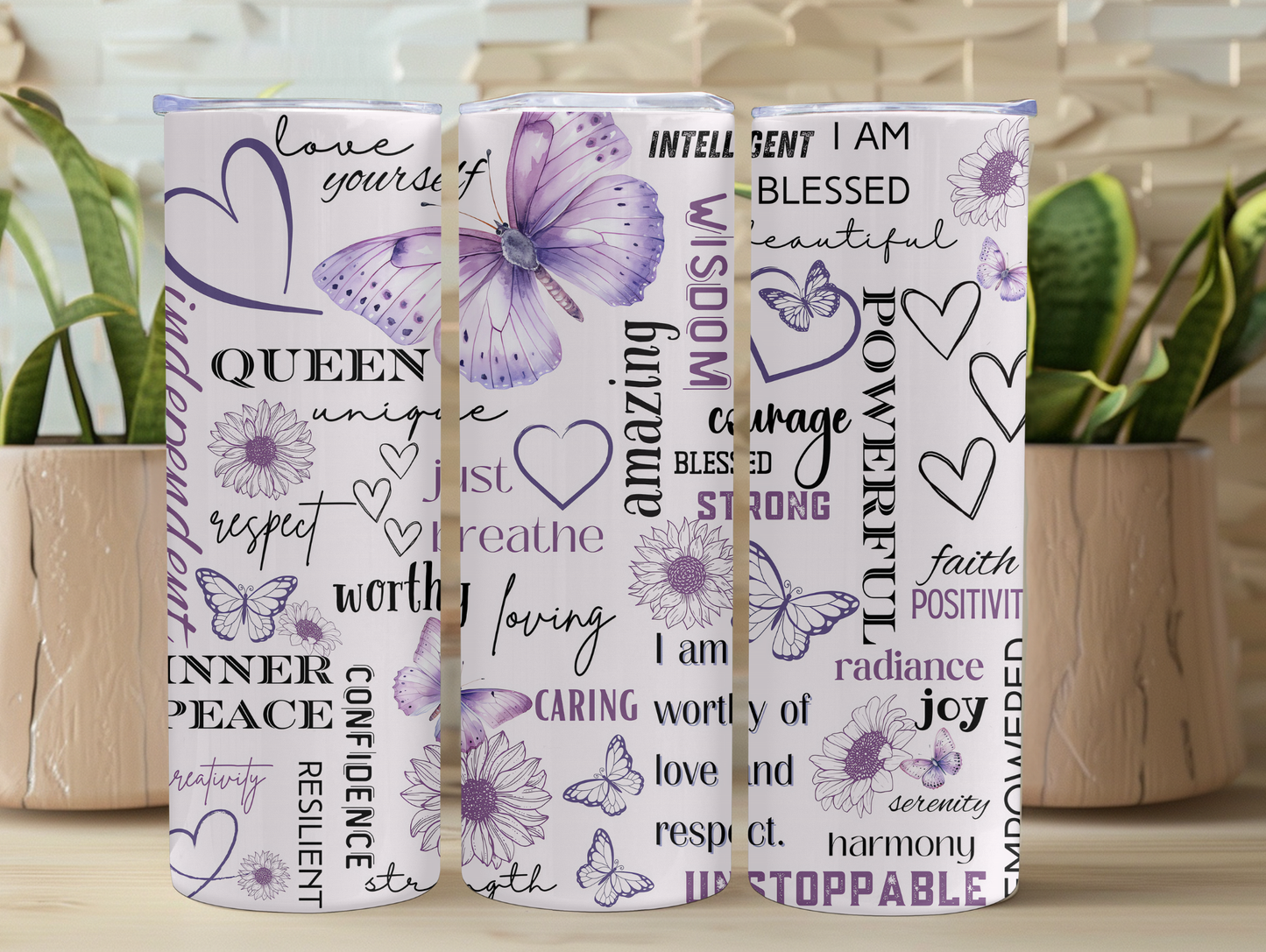 Purple Positivity Butterfly 20oz Tumbler