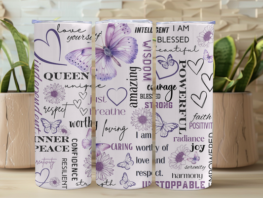 Purple Positivity Butterfly 20oz Tumbler