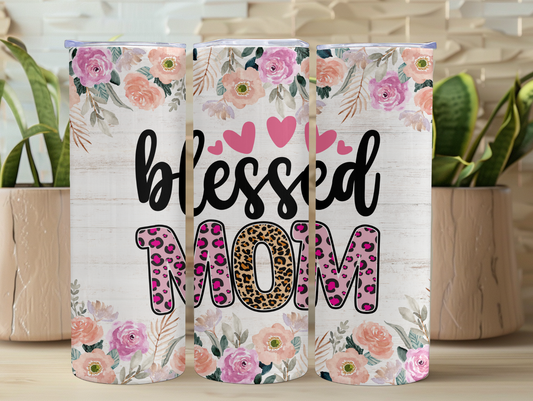 Blessed Mom Animal Print 20oz Tumbler
