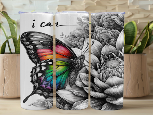 I Can Colorful Butterfly 20oz Tumbler