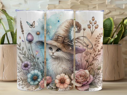 Pastel Watercolor Cat 20oz Tumbler