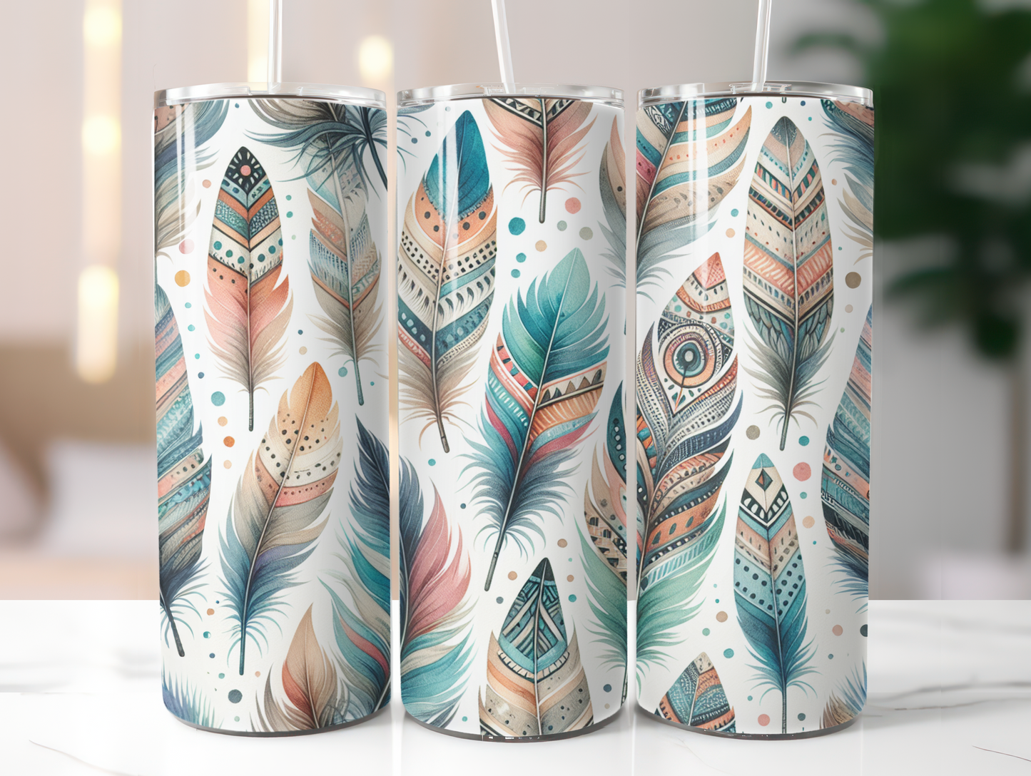 Boho Feathers 20oz Tumbler