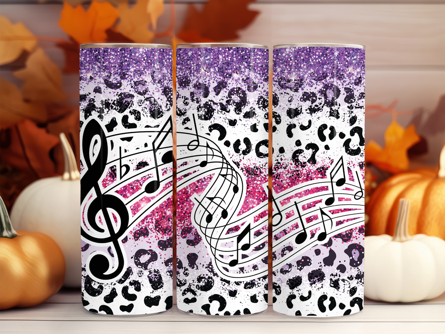 Music Notes & Faux Glitter 20oz Tumbler
