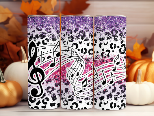 Music Notes & Faux Glitter 20oz Tumbler