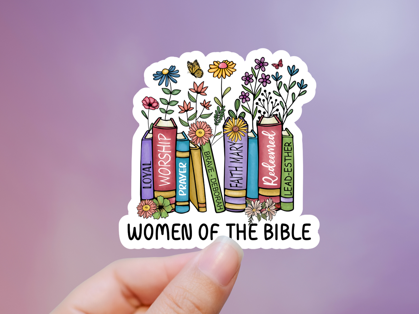 Women Of The Bible Flower and Book Sticker