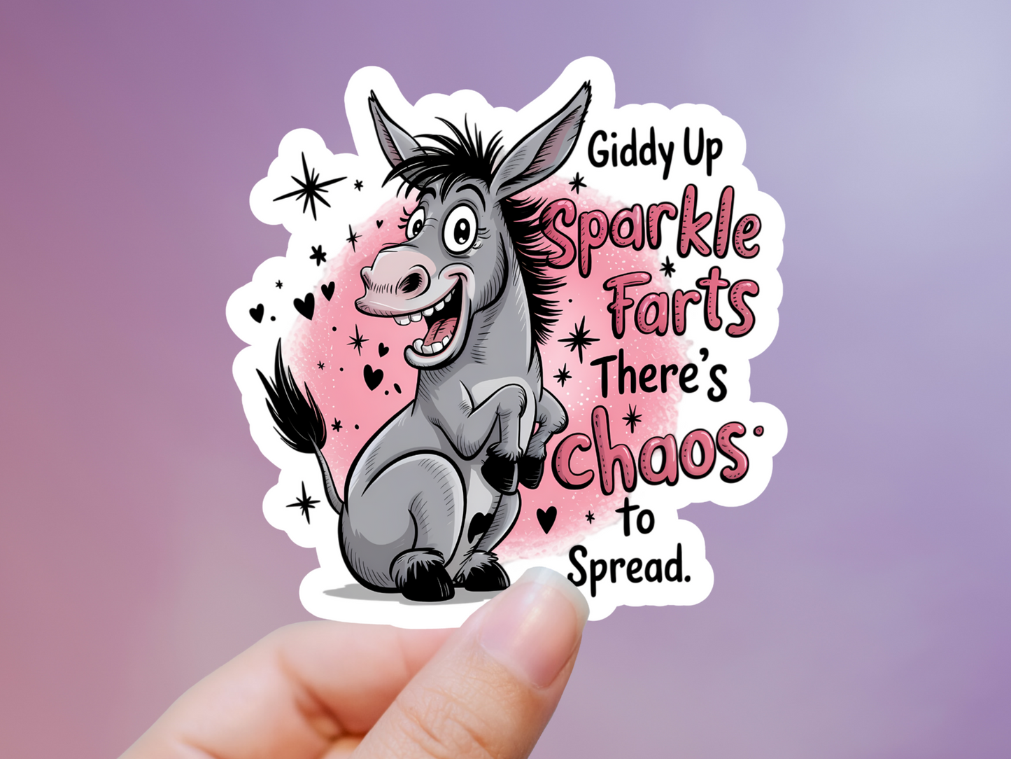 Giddy Up Sparkle Farts Donkey Sticker