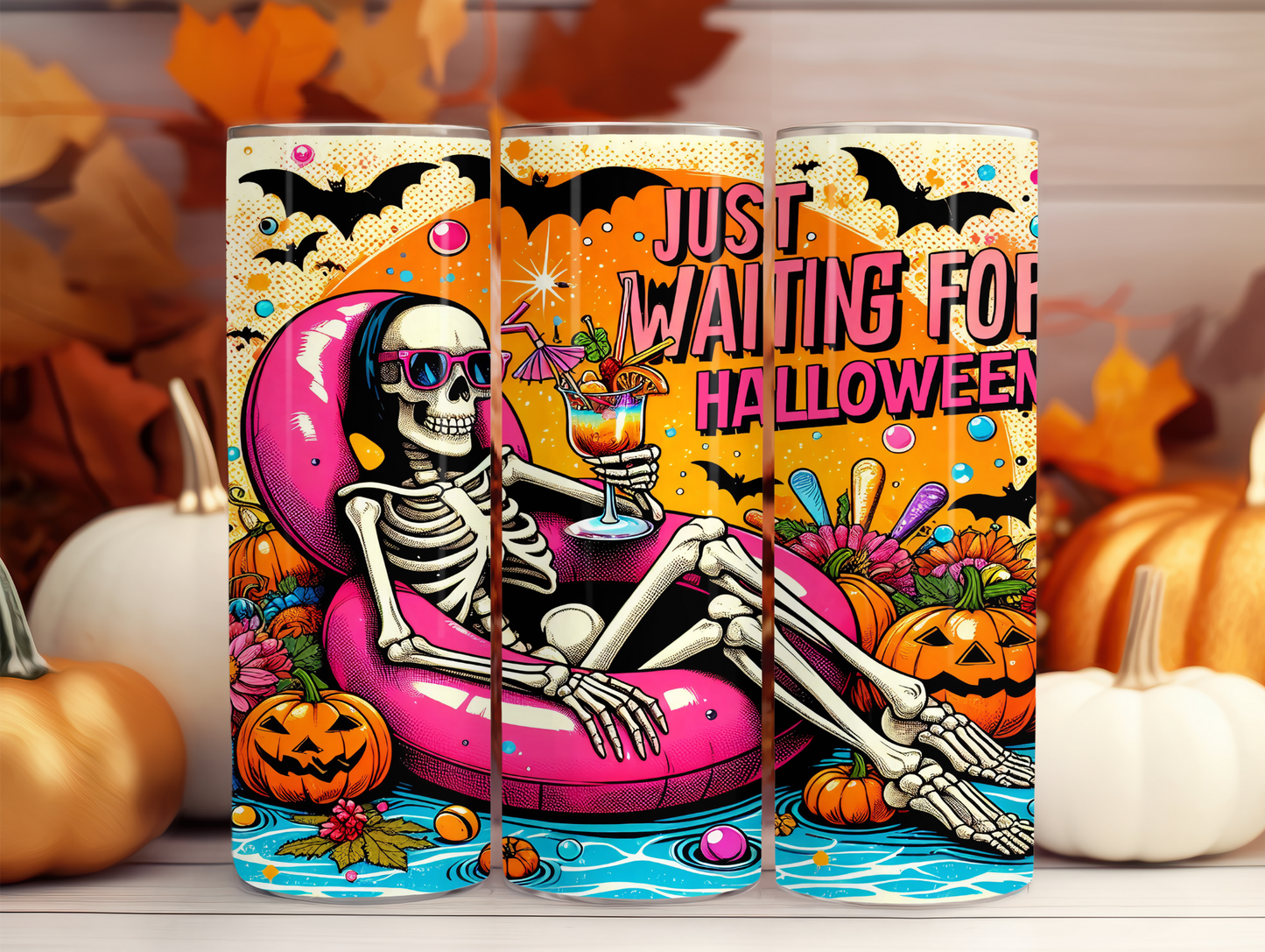 Waiting For Halloween Skeleton-Tube 20oz Tumbler