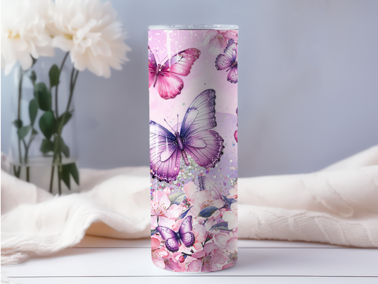 Purple & Pink Butterflies 20oz Tumbler
