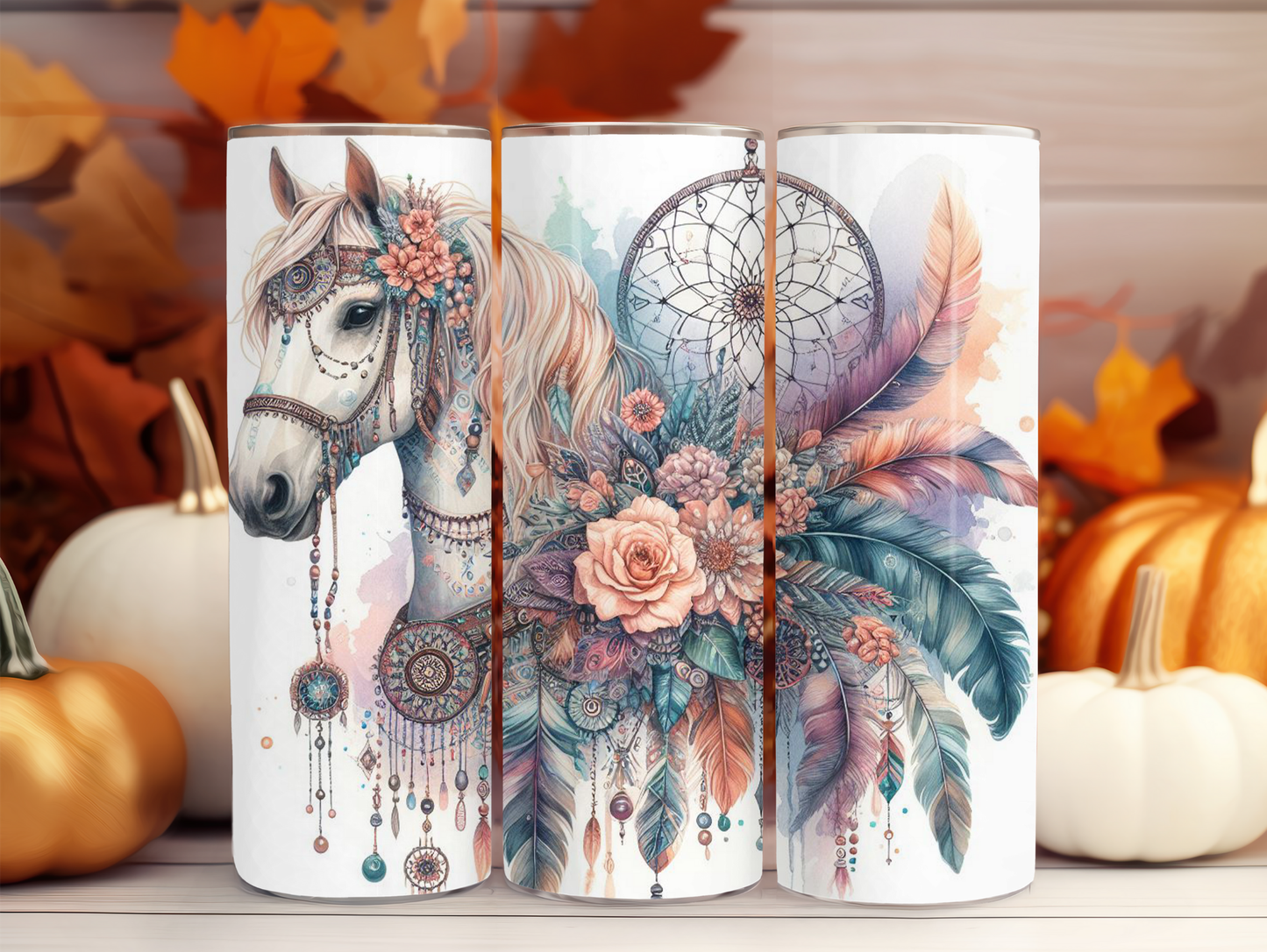 White Horse & Dream Catcher 20oz Tumbler