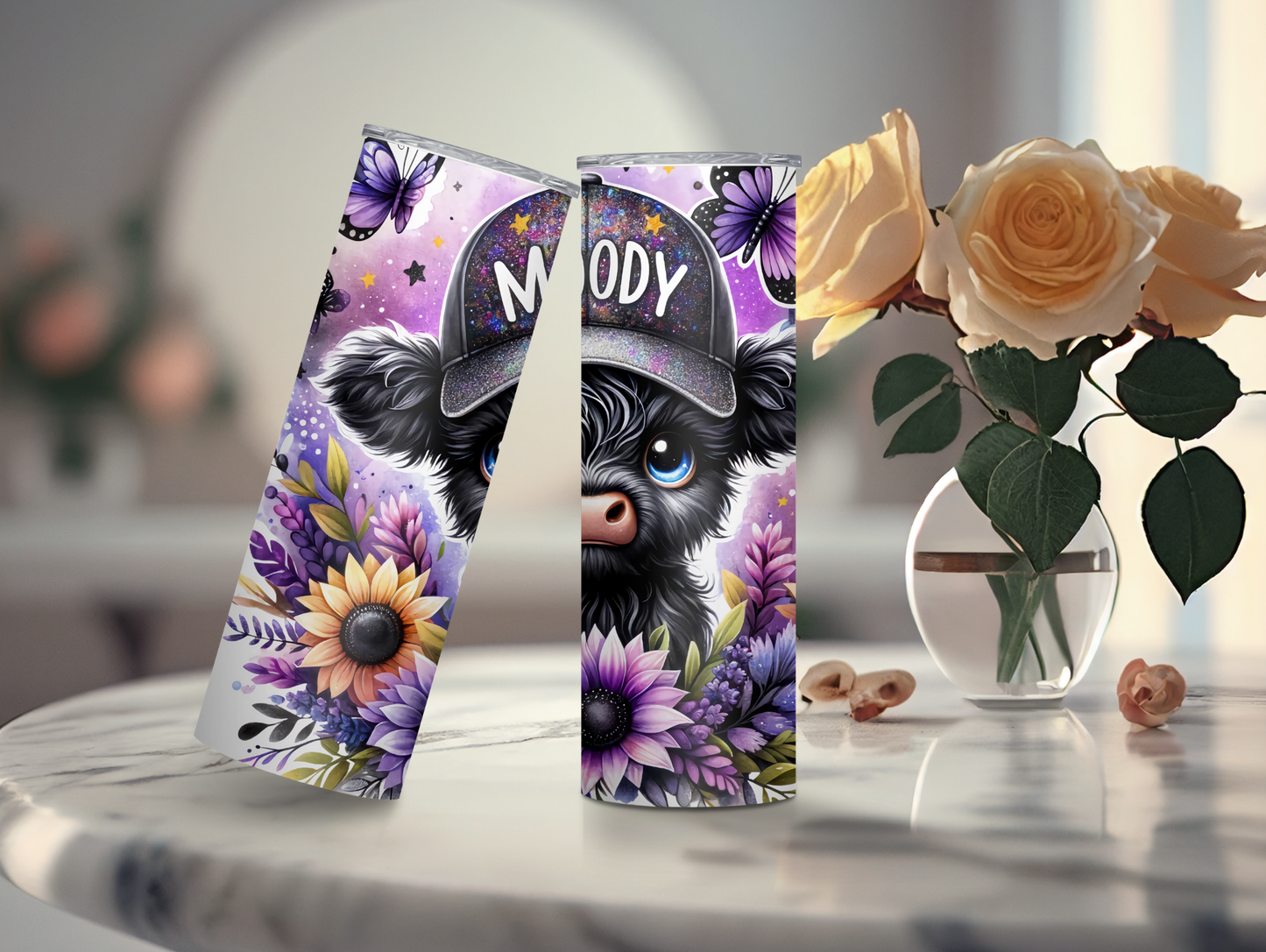 Moody Black Highland Cow 20ox Tumbler