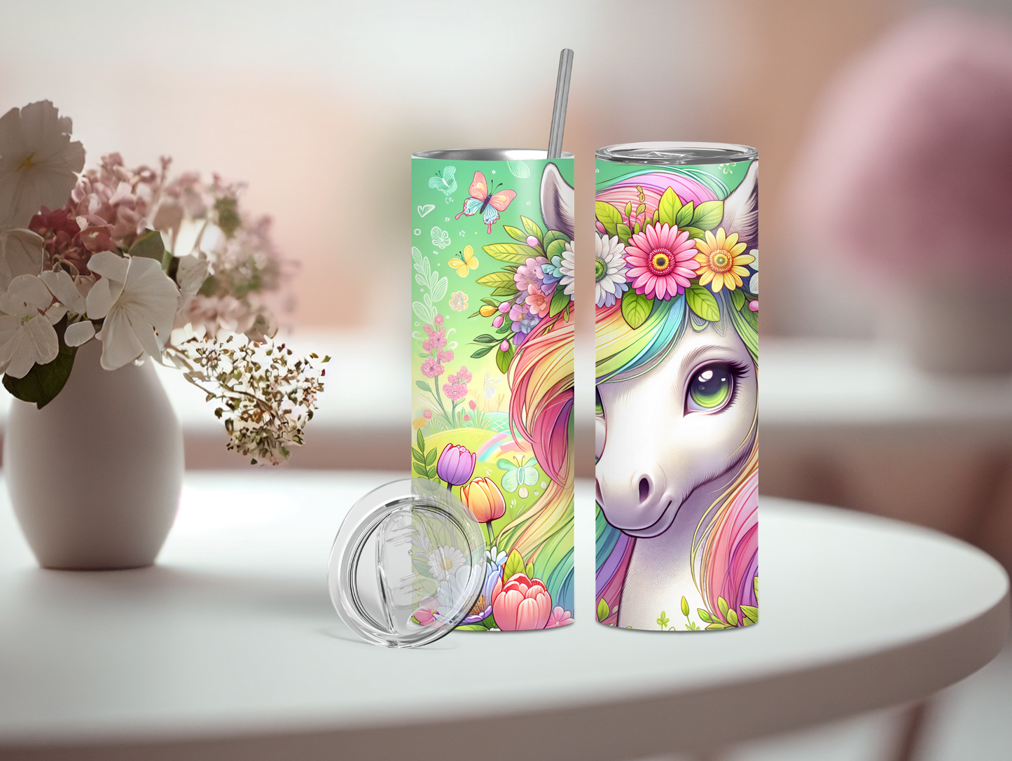 Pastel Rainbow Horse 20oz Tumbler