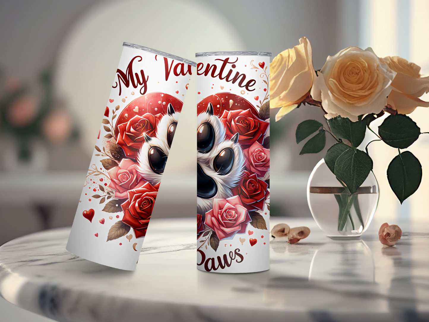 My Valentine Has Paws Heart 20oz Tumbler