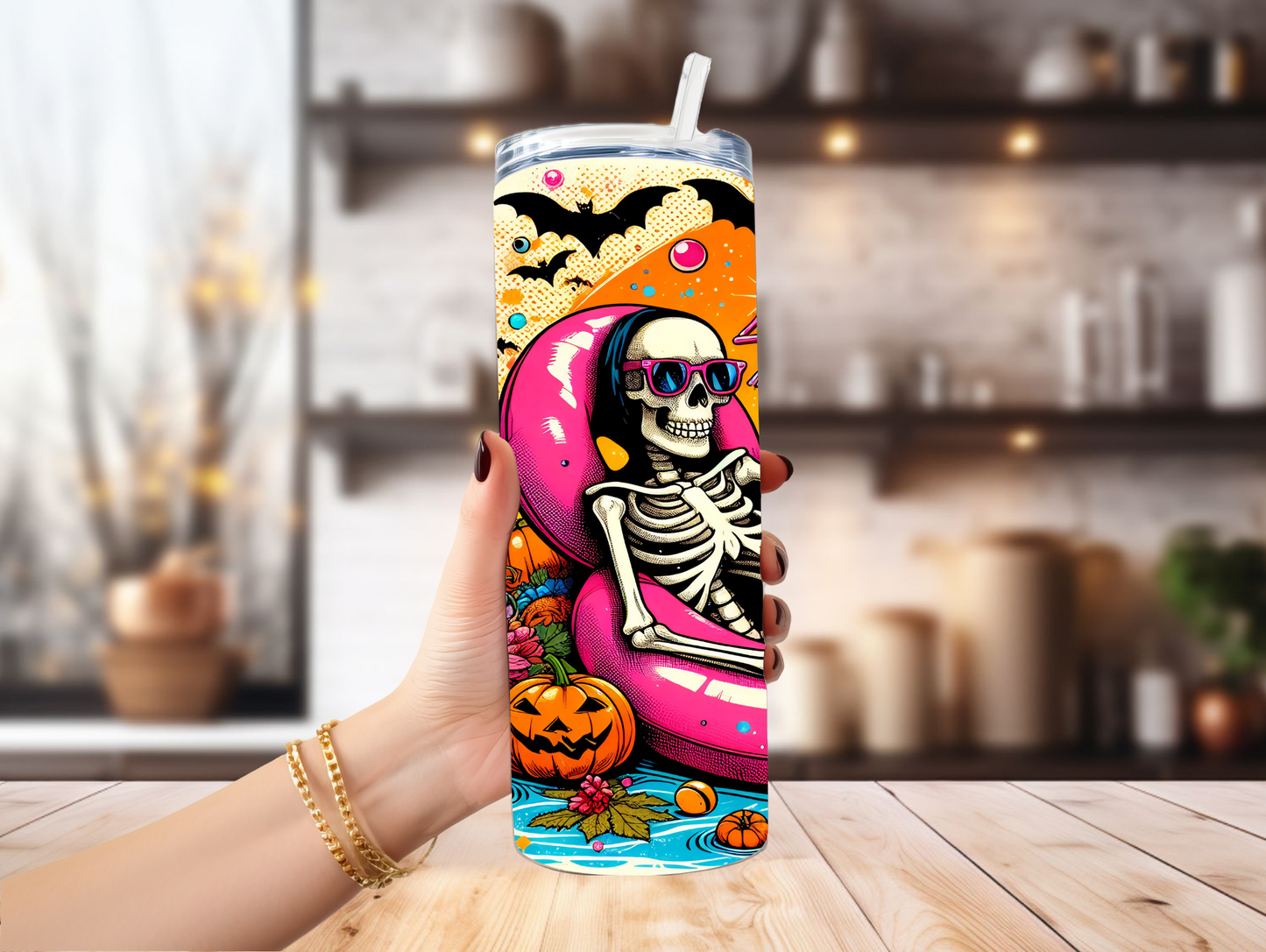 Waiting For Halloween Skeleton-Tube 20oz Tumbler