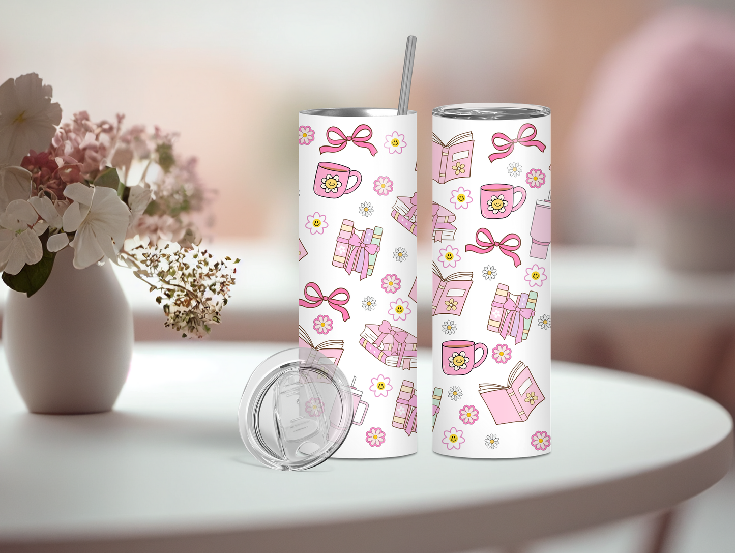 Pink Girly Bookish 20oz Tumbler