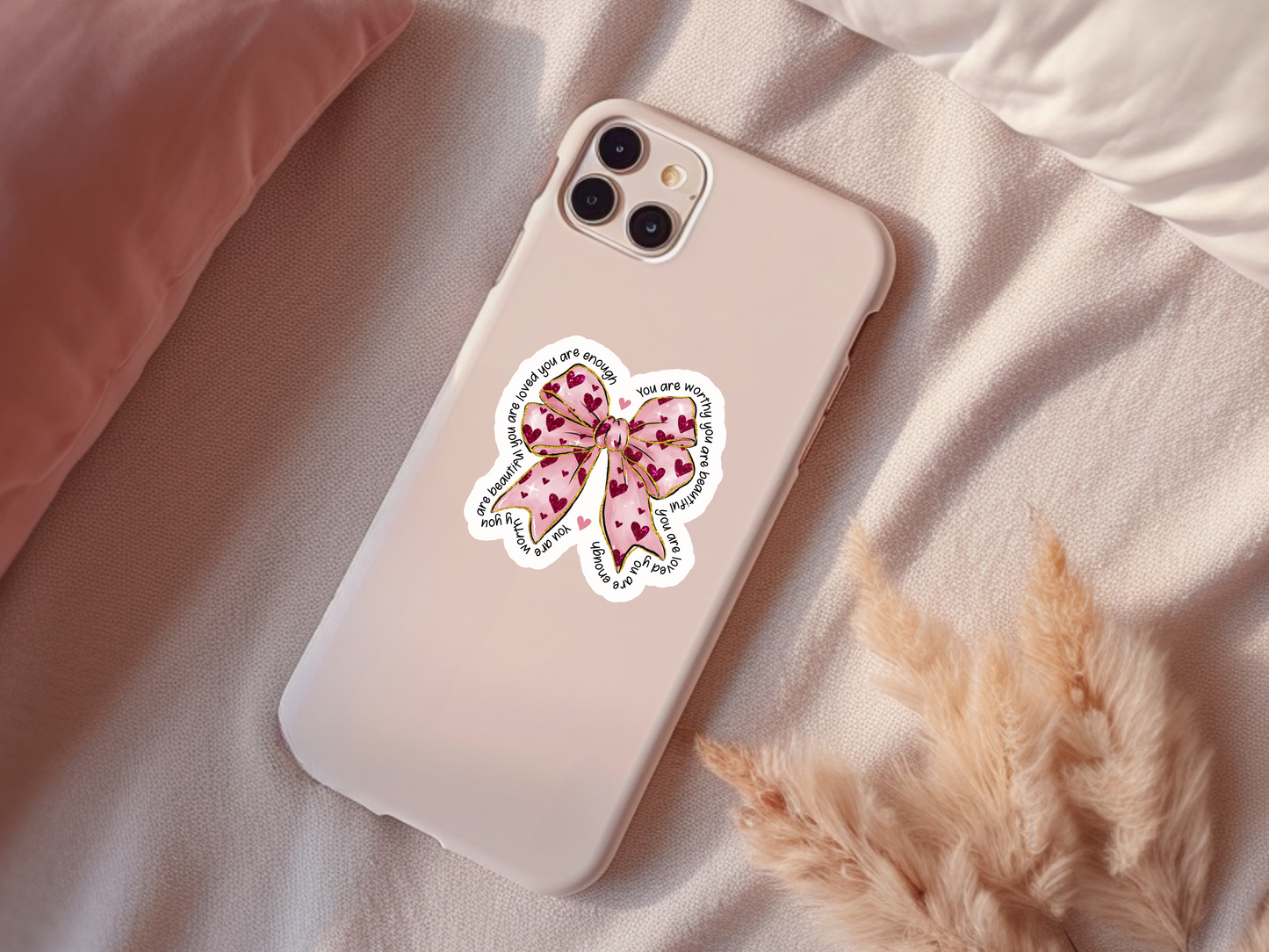 You Are Enough Valentine Bow Sticker