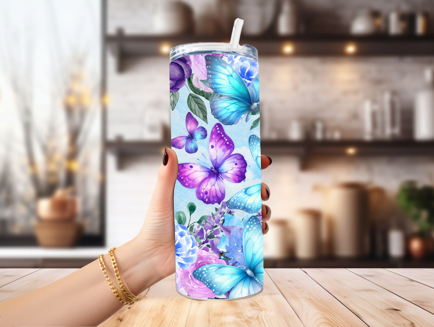 Purple Butterfly Personalized Tumbler