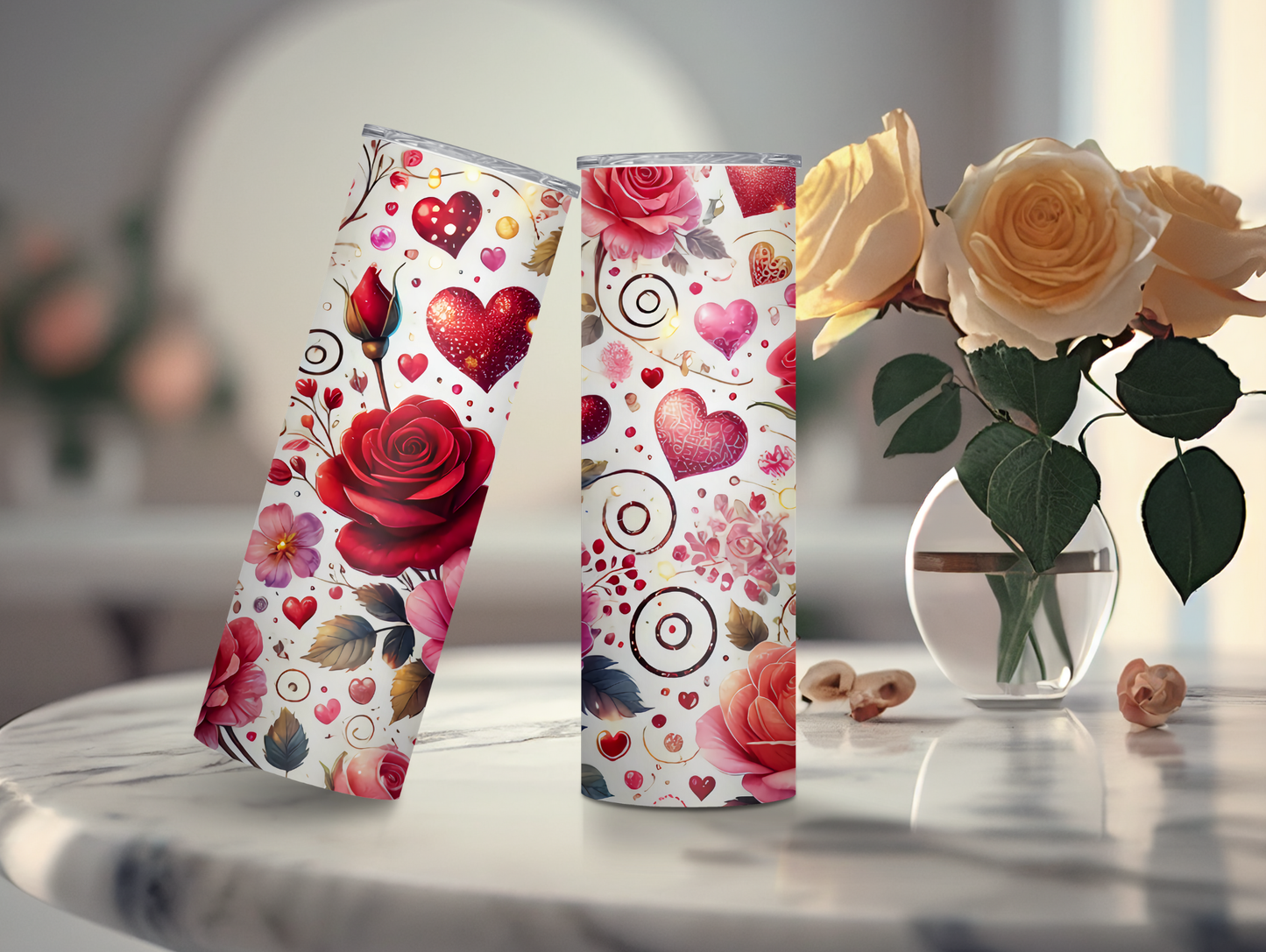 Valentine Roses & Hearts 20oz Tumbler