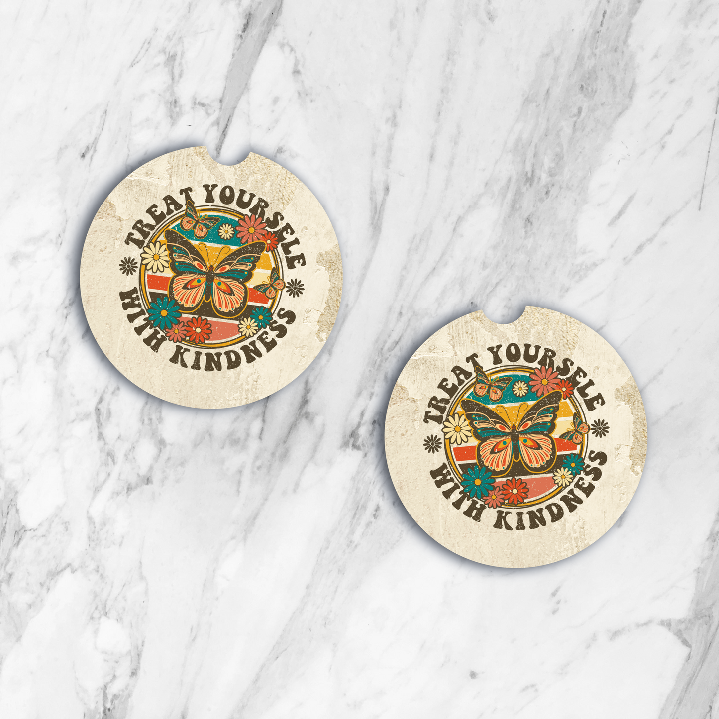 Treat Yourself With Kindness Car Coaster