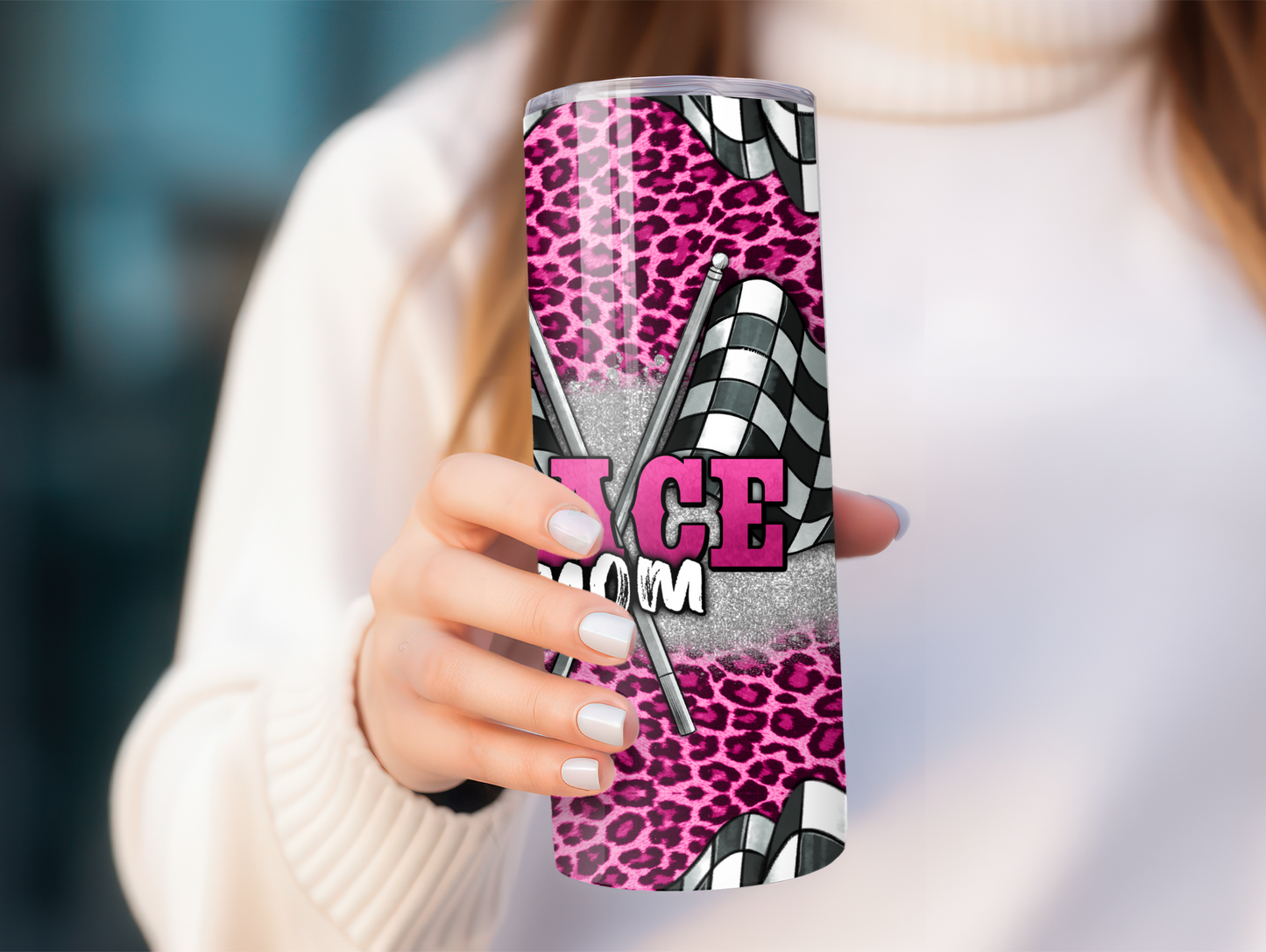 Race Mom Pink Leopard Print 20oz Tumbler