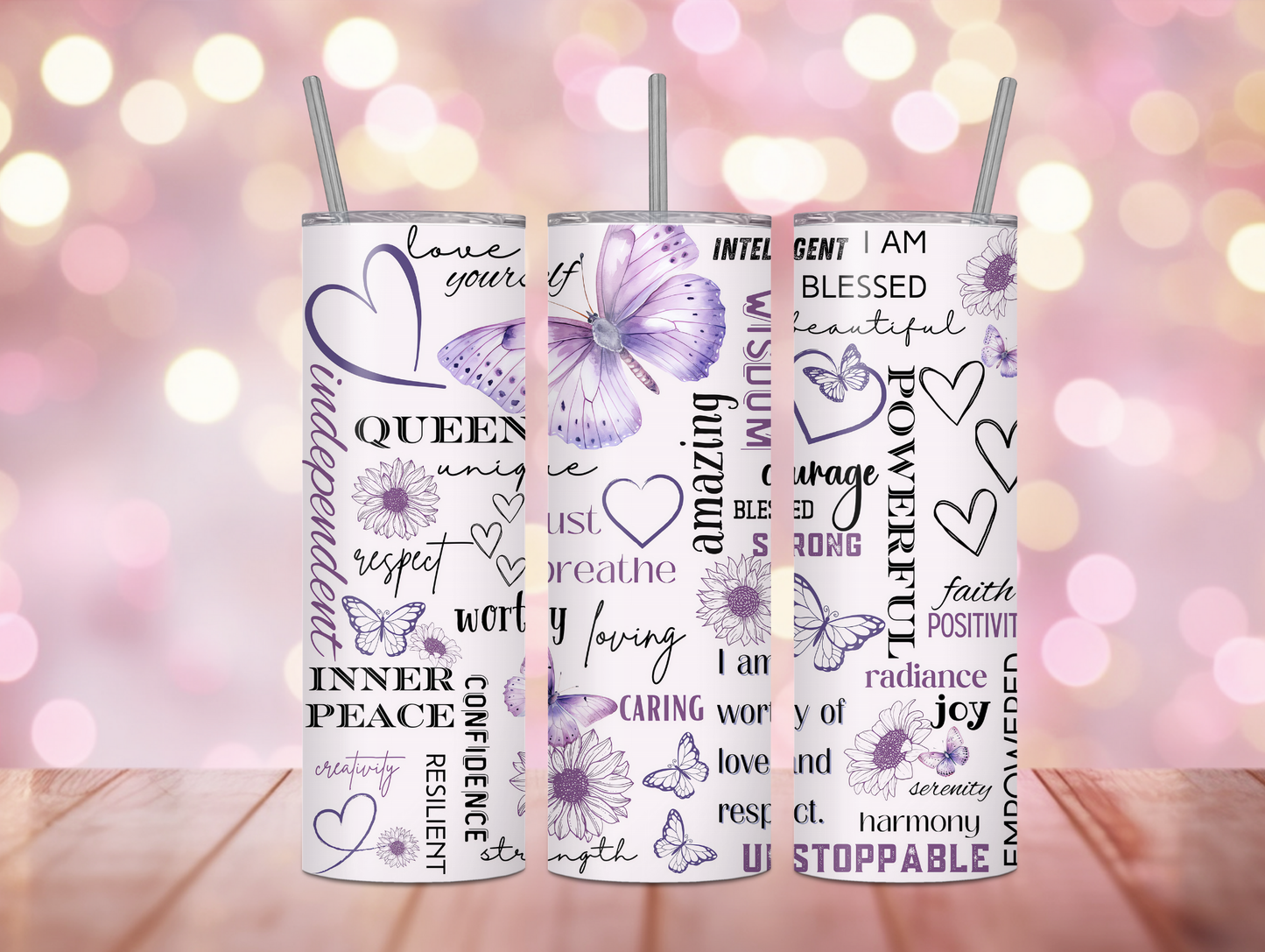 Purple Positivity Butterfly 20oz Tumbler