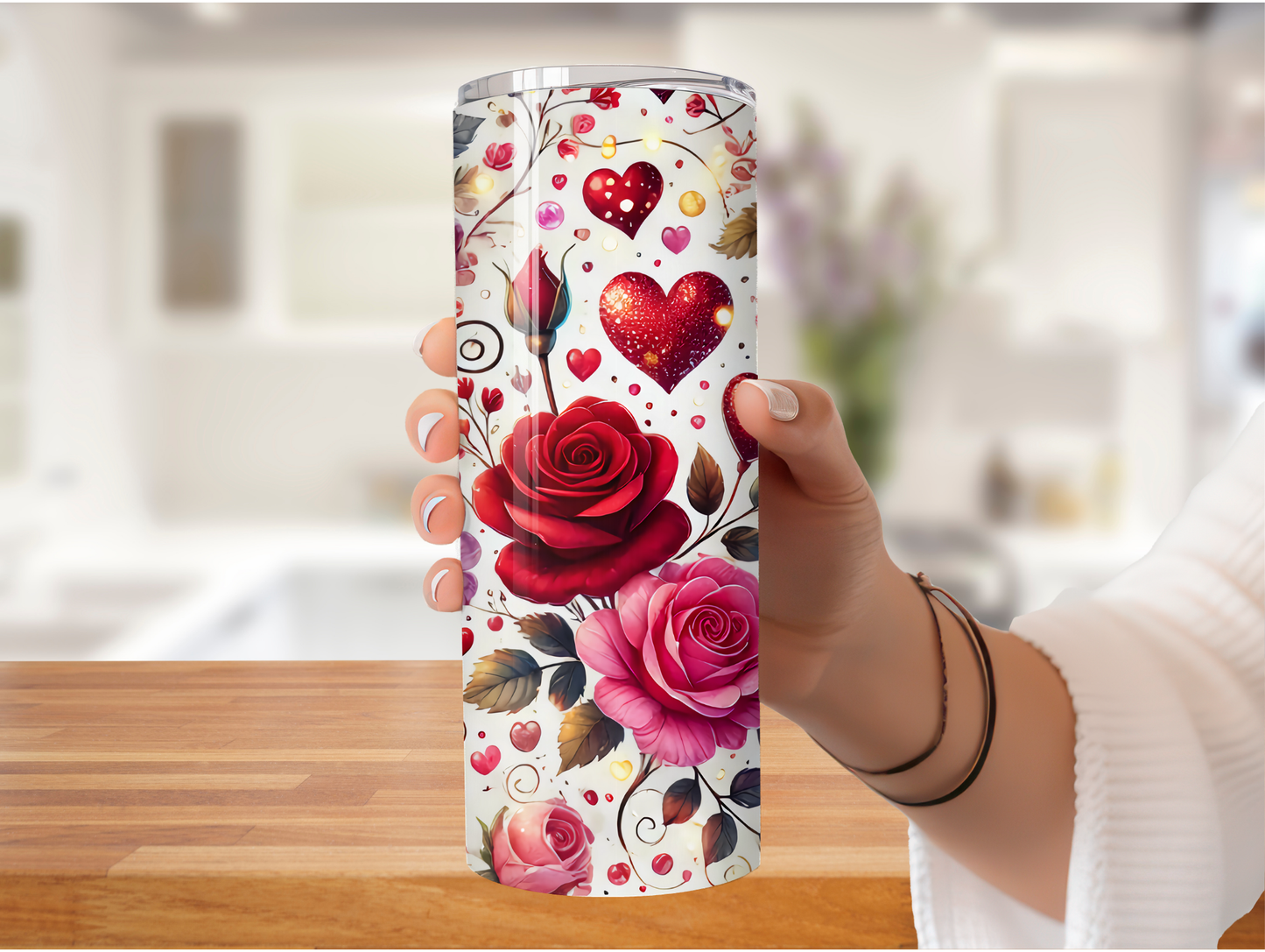 Valentine Roses & Hearts 20oz Tumbler