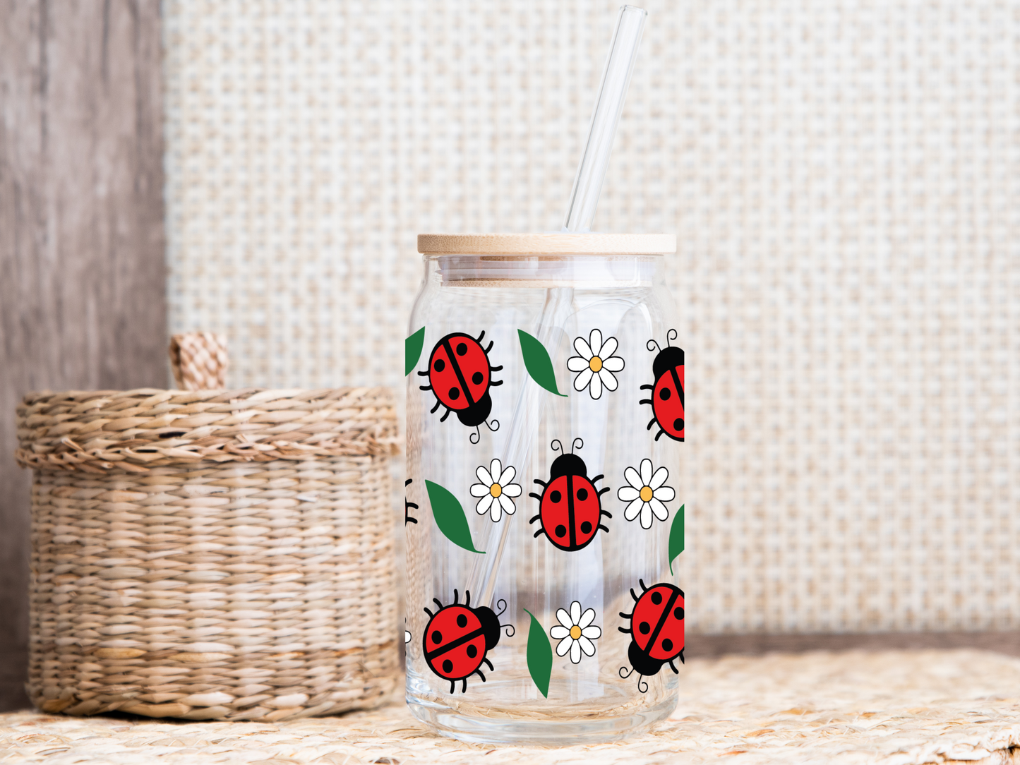 Ladybug 16oz Glass Cup
