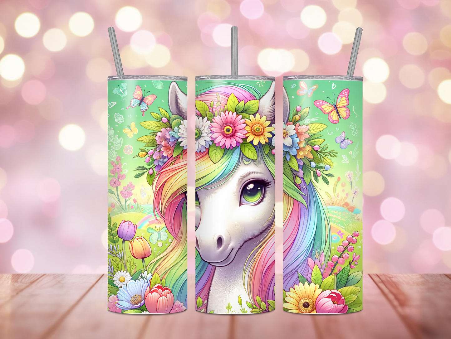 Pastel Rainbow Horse 20oz Tumbler