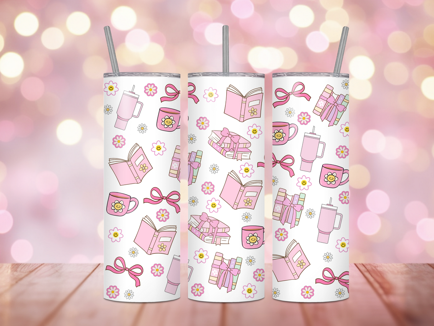 Pink Girly Bookish 20oz Tumbler