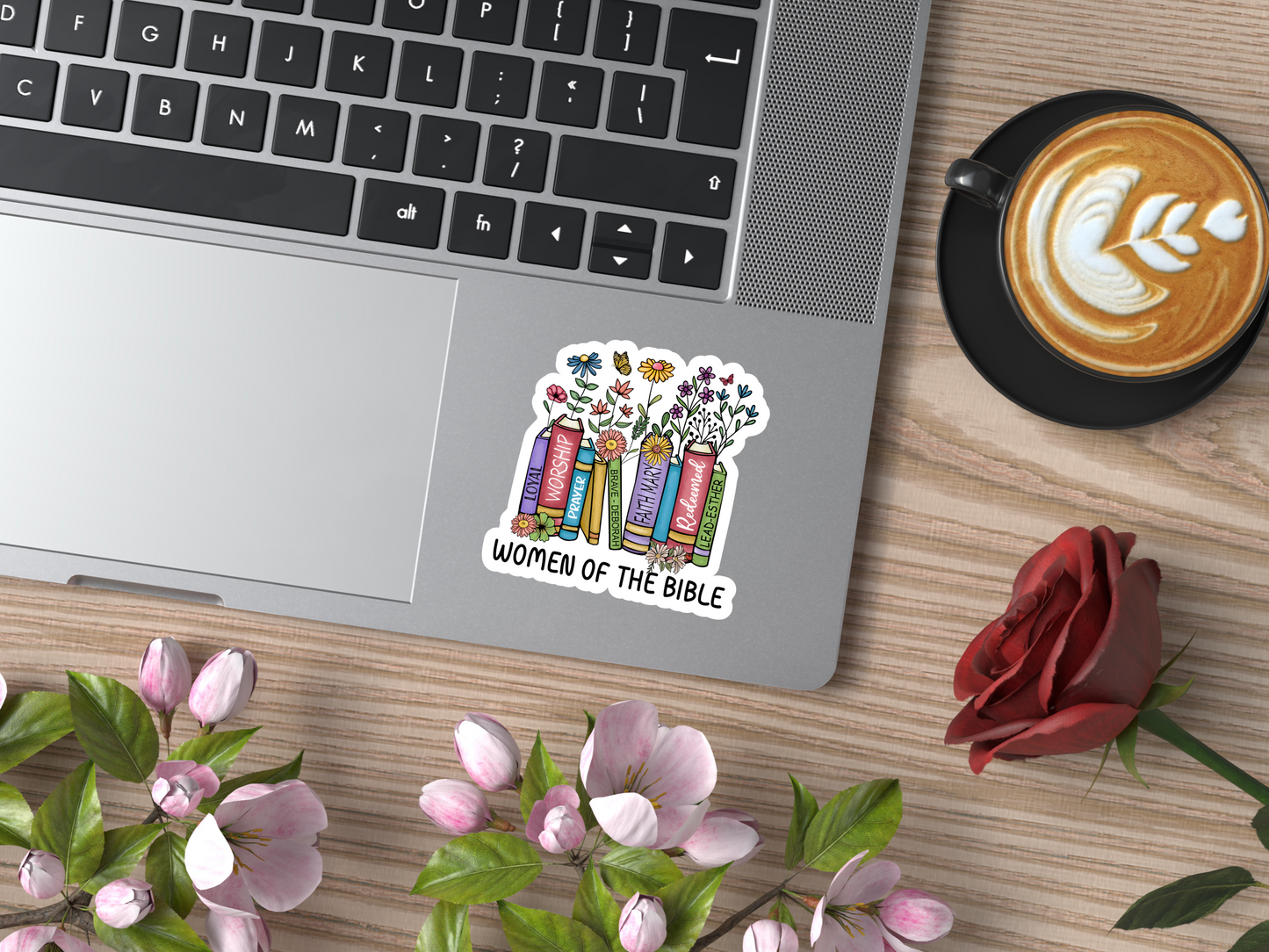 Women Of The Bible Flower and Book Sticker