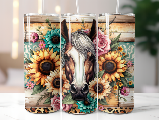 Horse & Sunflowers 20oz Tumbler