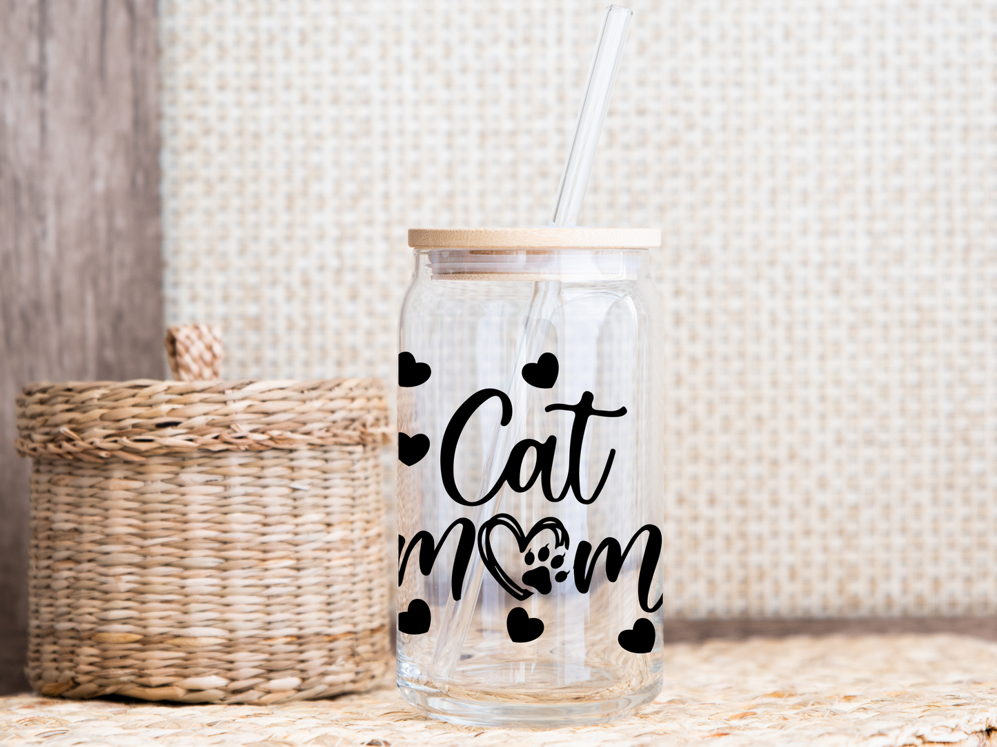 Cat Mom 16oz Glass Cup