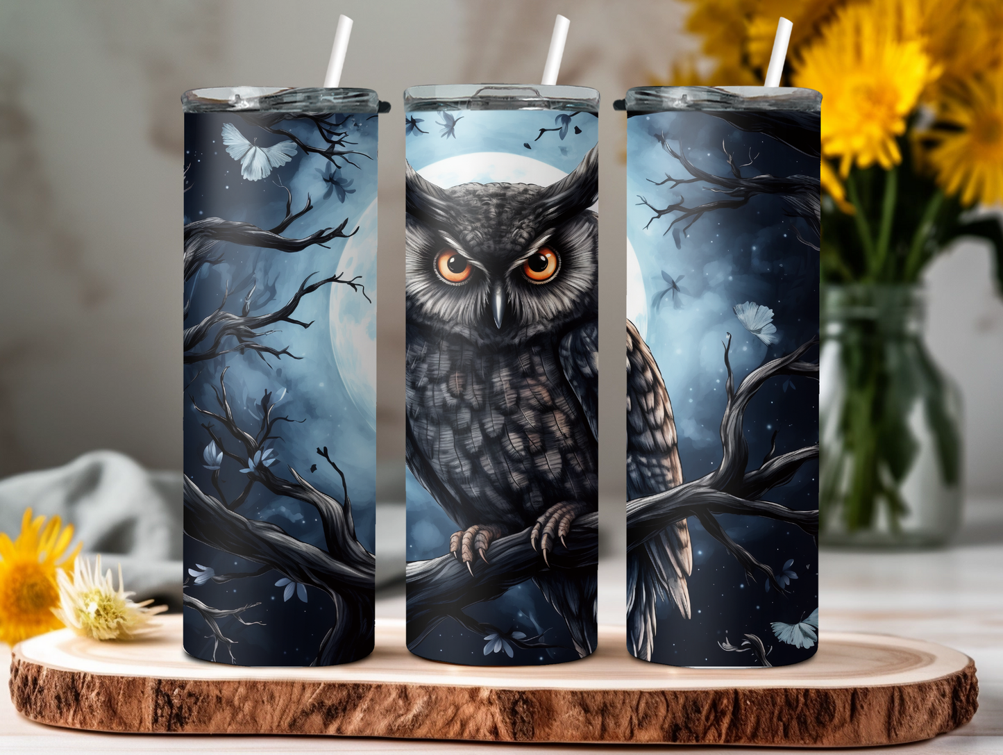 Night Scene Owl 20oz Tumbler