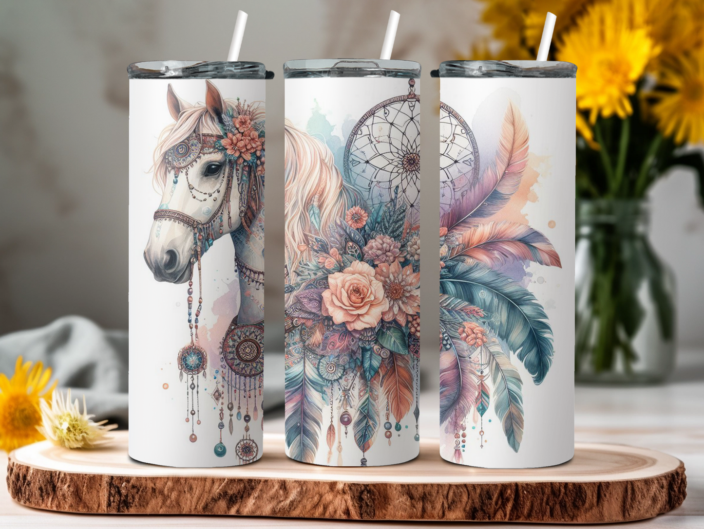 White Horse & Dream Catcher 20oz Tumbler