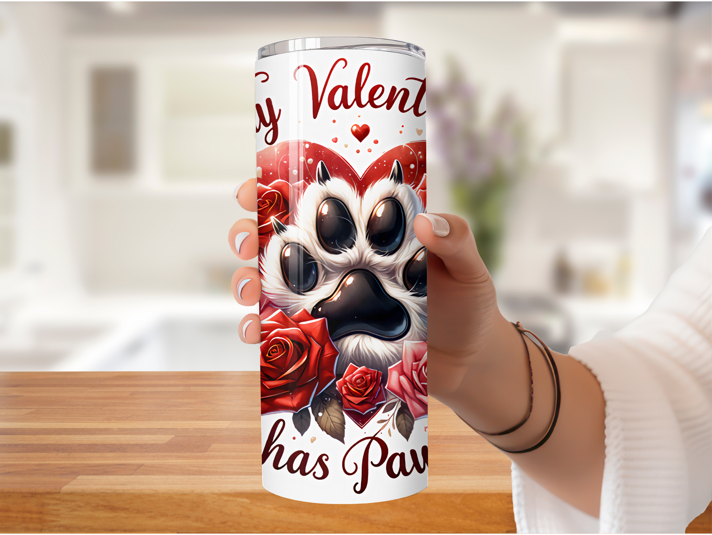 My Valentine Has Paws Heart 20oz Tumbler