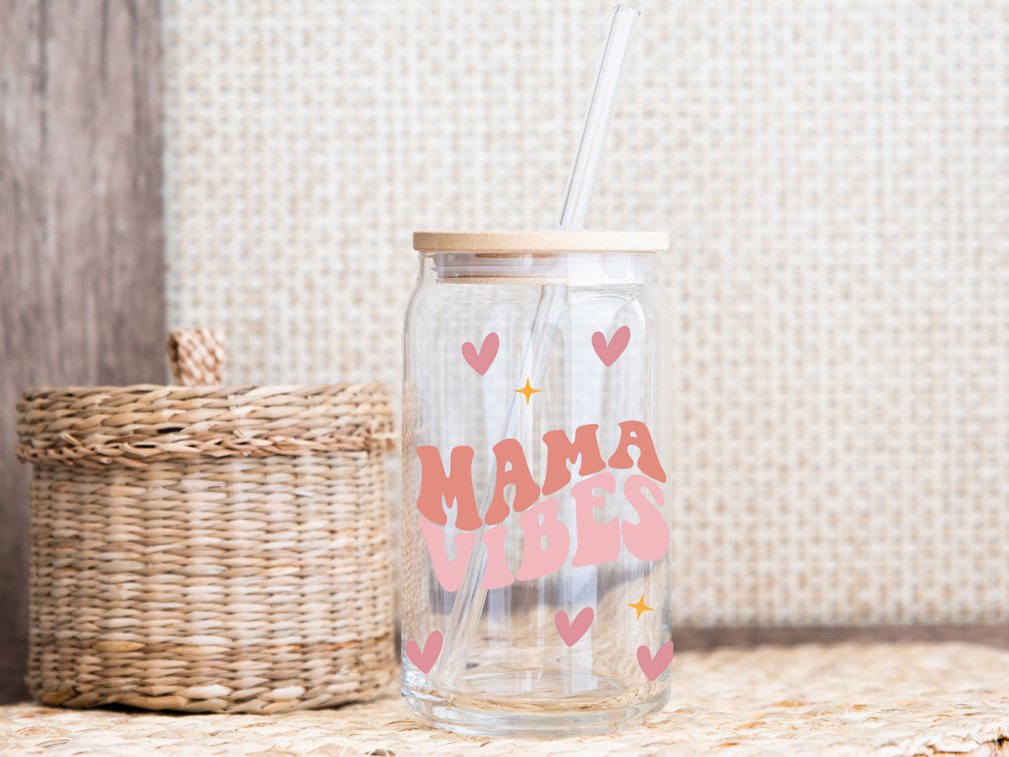 Mama Vibes 16oz Glass Cup