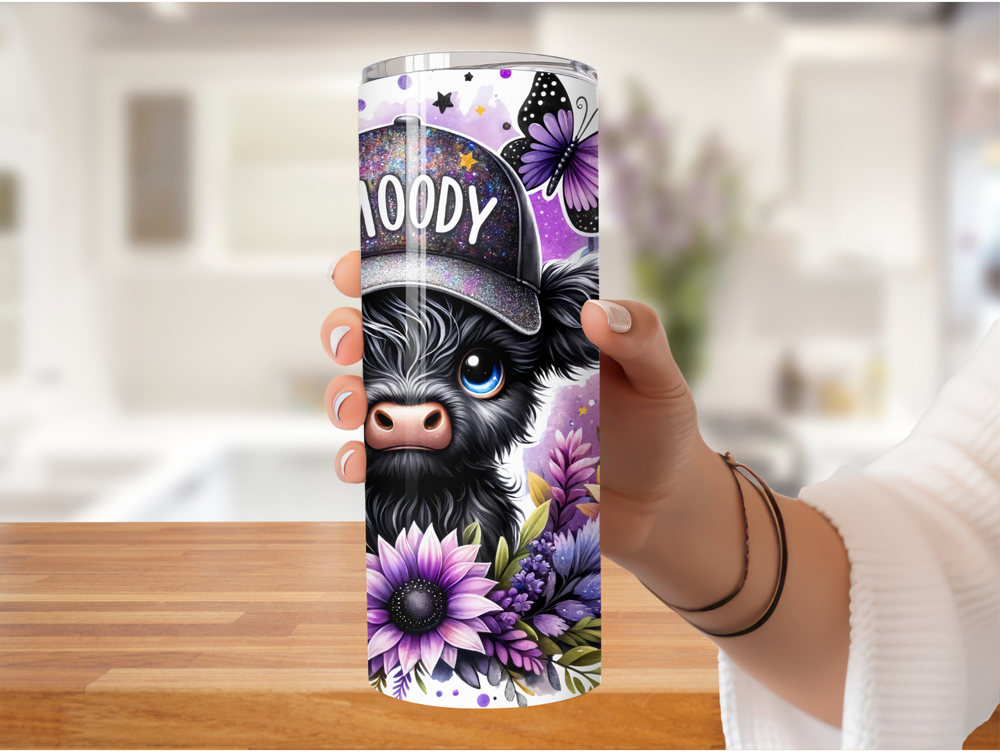 Moody Black Highland Cow 20ox Tumbler