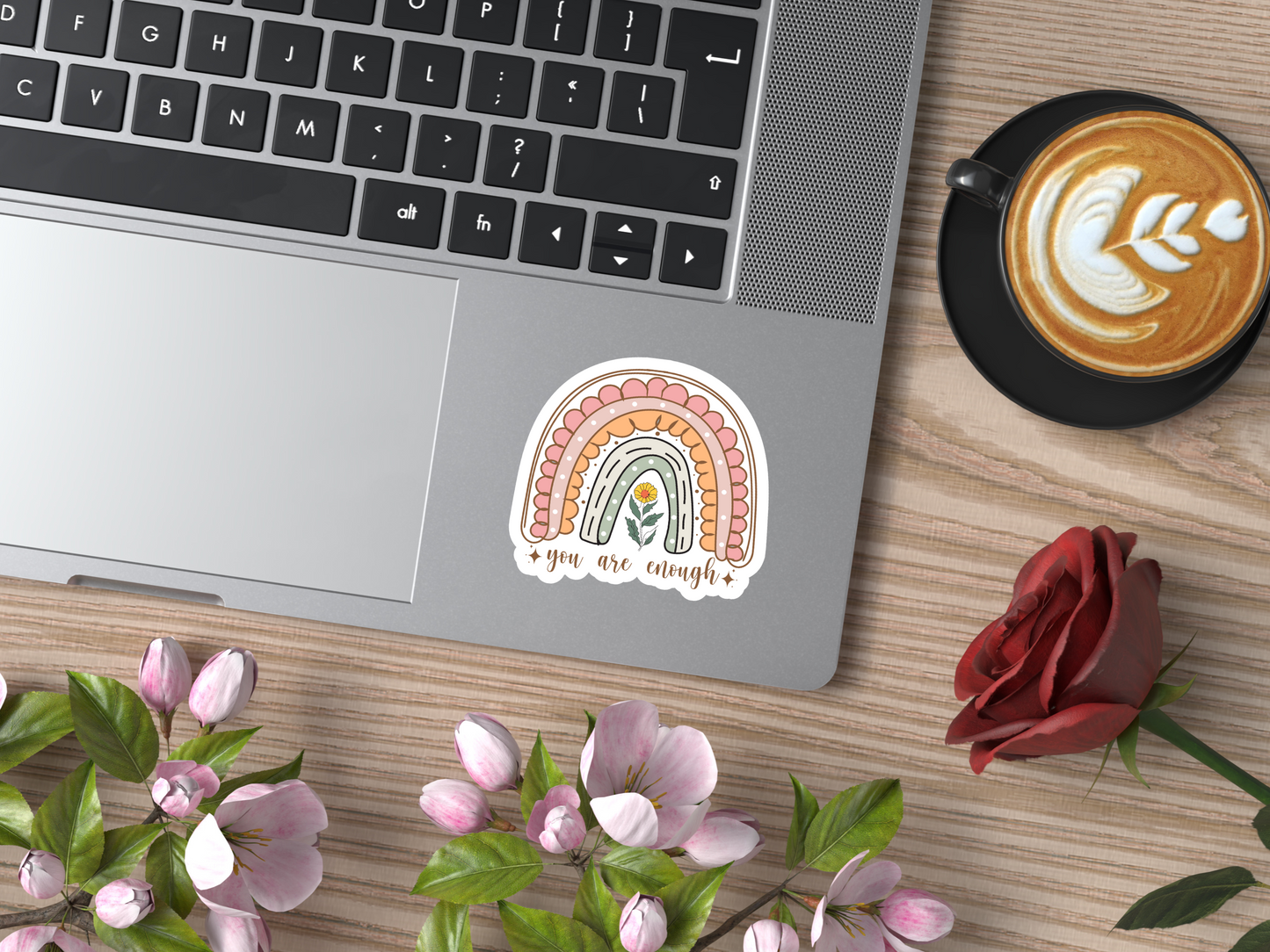 You Are Enough Rainbow & Flower Sticker