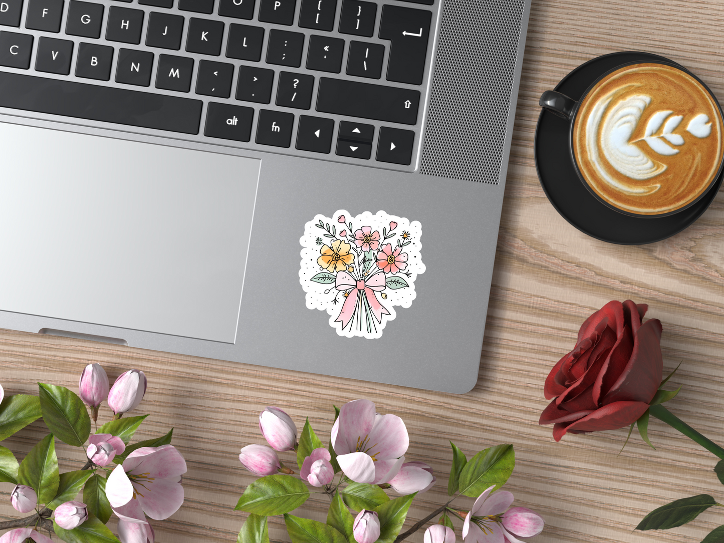Bunch Of Flowers W/Bow Sticker