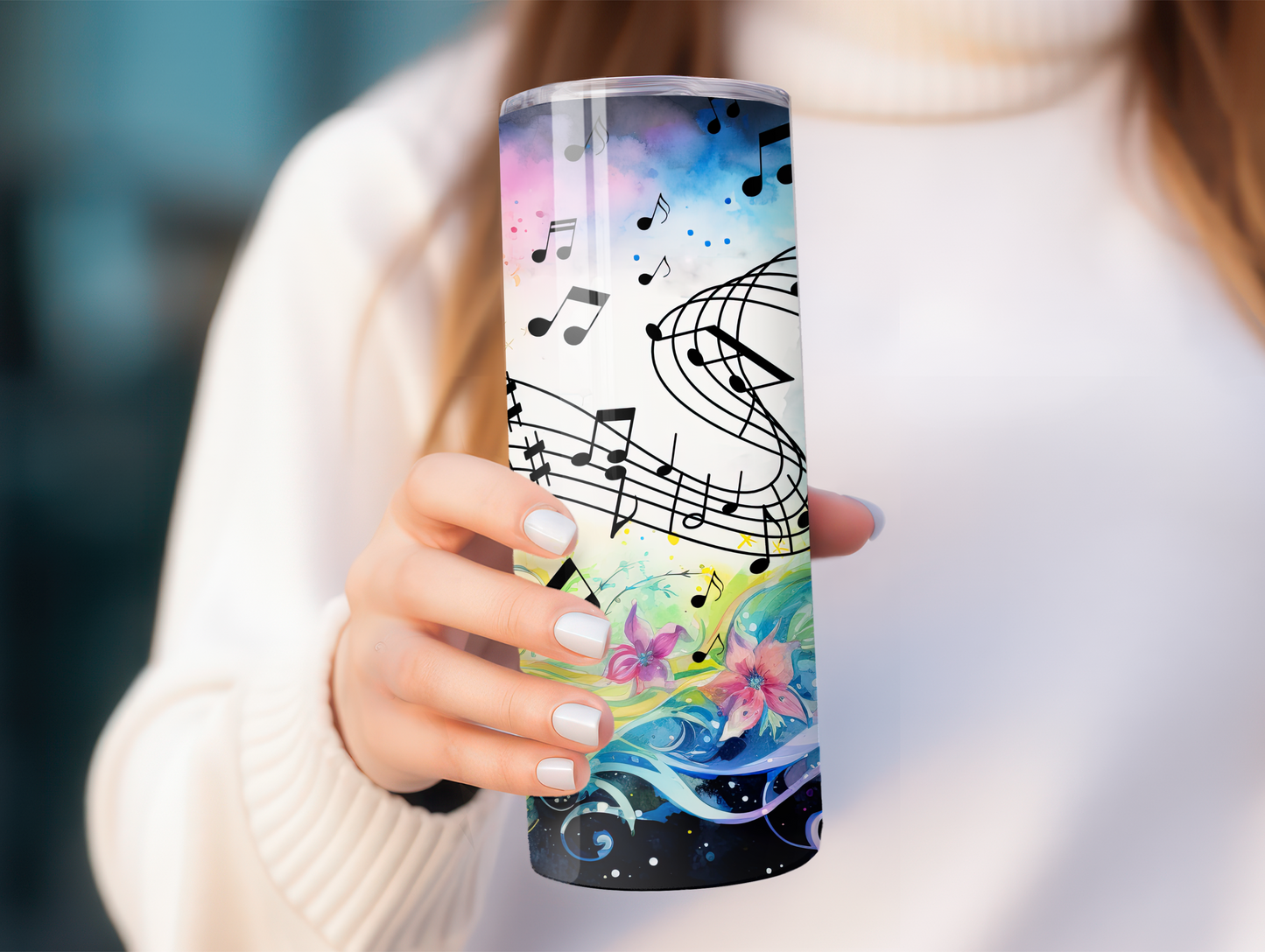 Musical Notes & Flowers 20oz Tumbler
