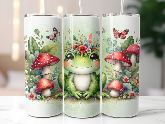 Cute Frog With Red Mushrooms 20oz Tumbler