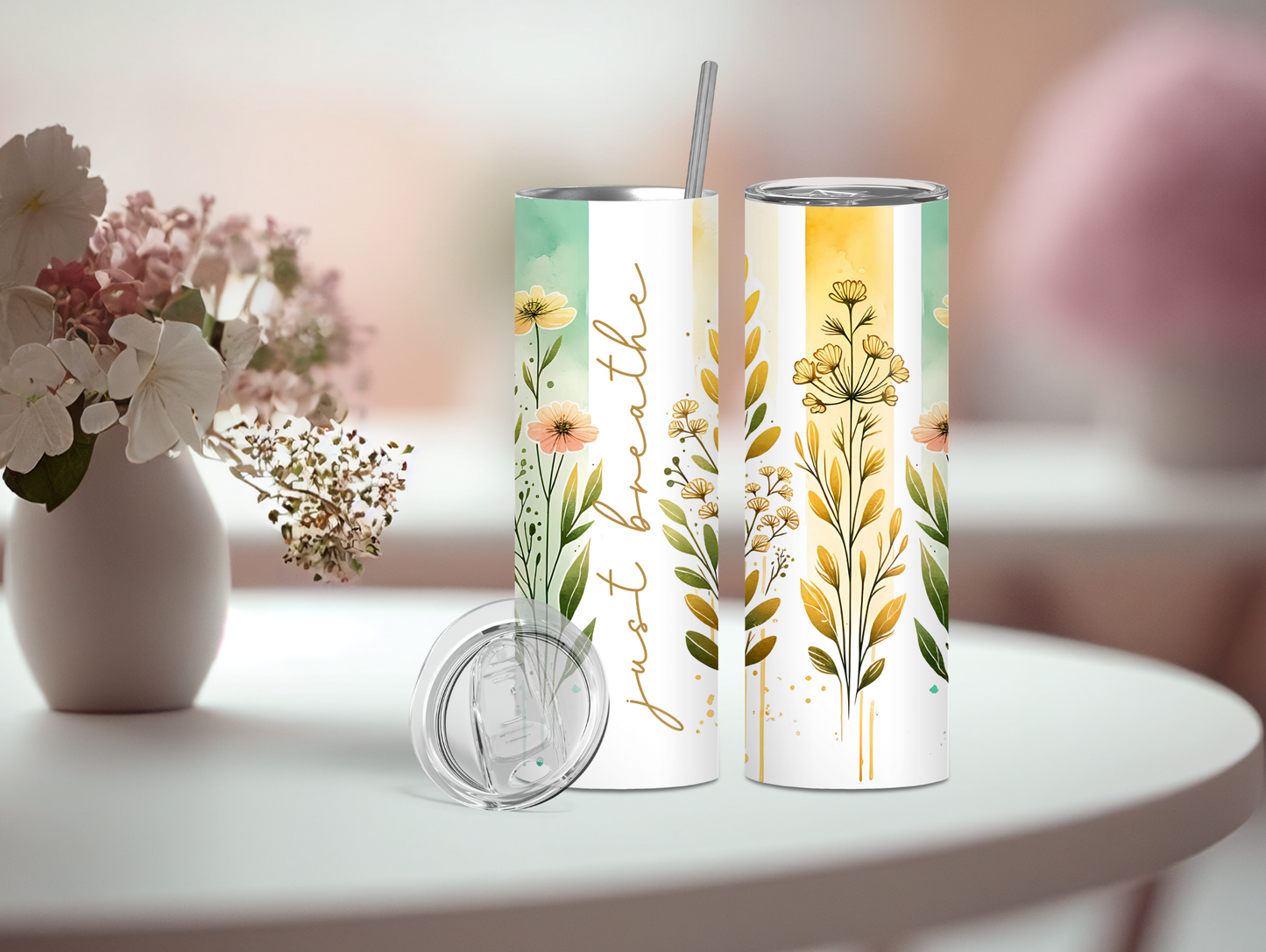 Just Breathe Flower 20oz Tumbler