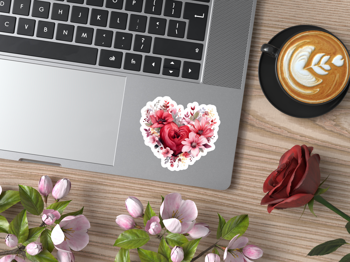 Red & Pink Rose Heart Sticker