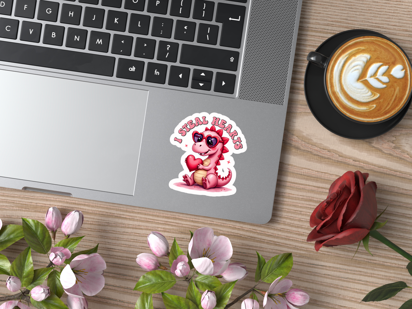Cute Valentine Pink Dinosaur Sticker
