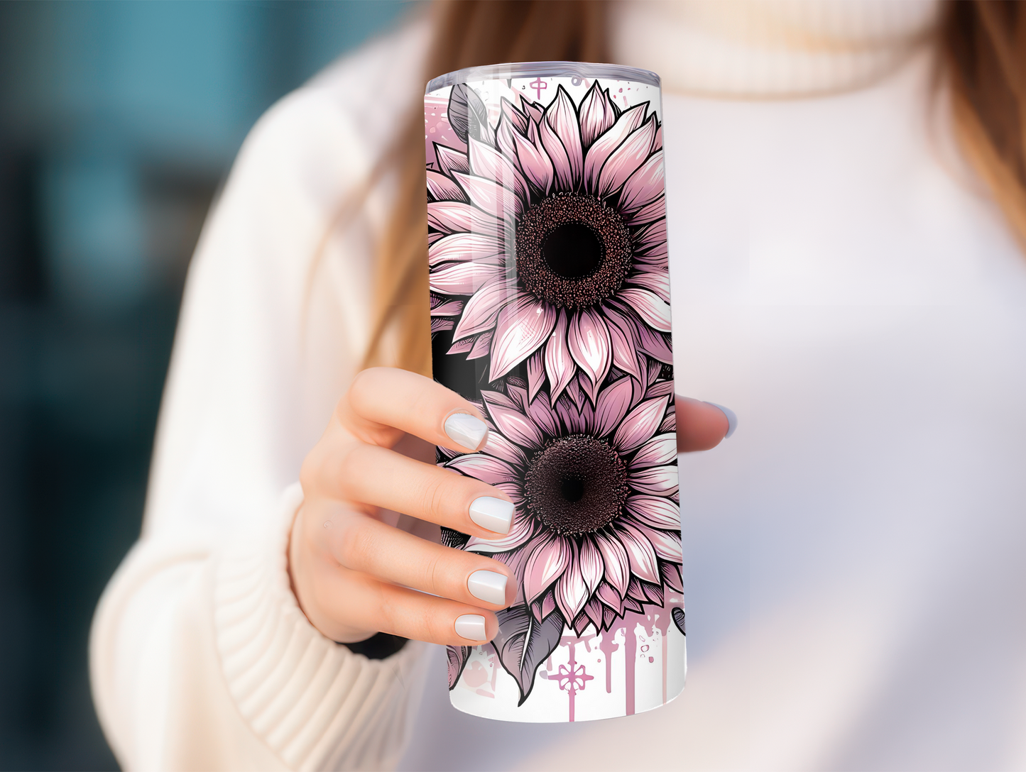 Skull & Pink Sunflowers 20oz Tumbler