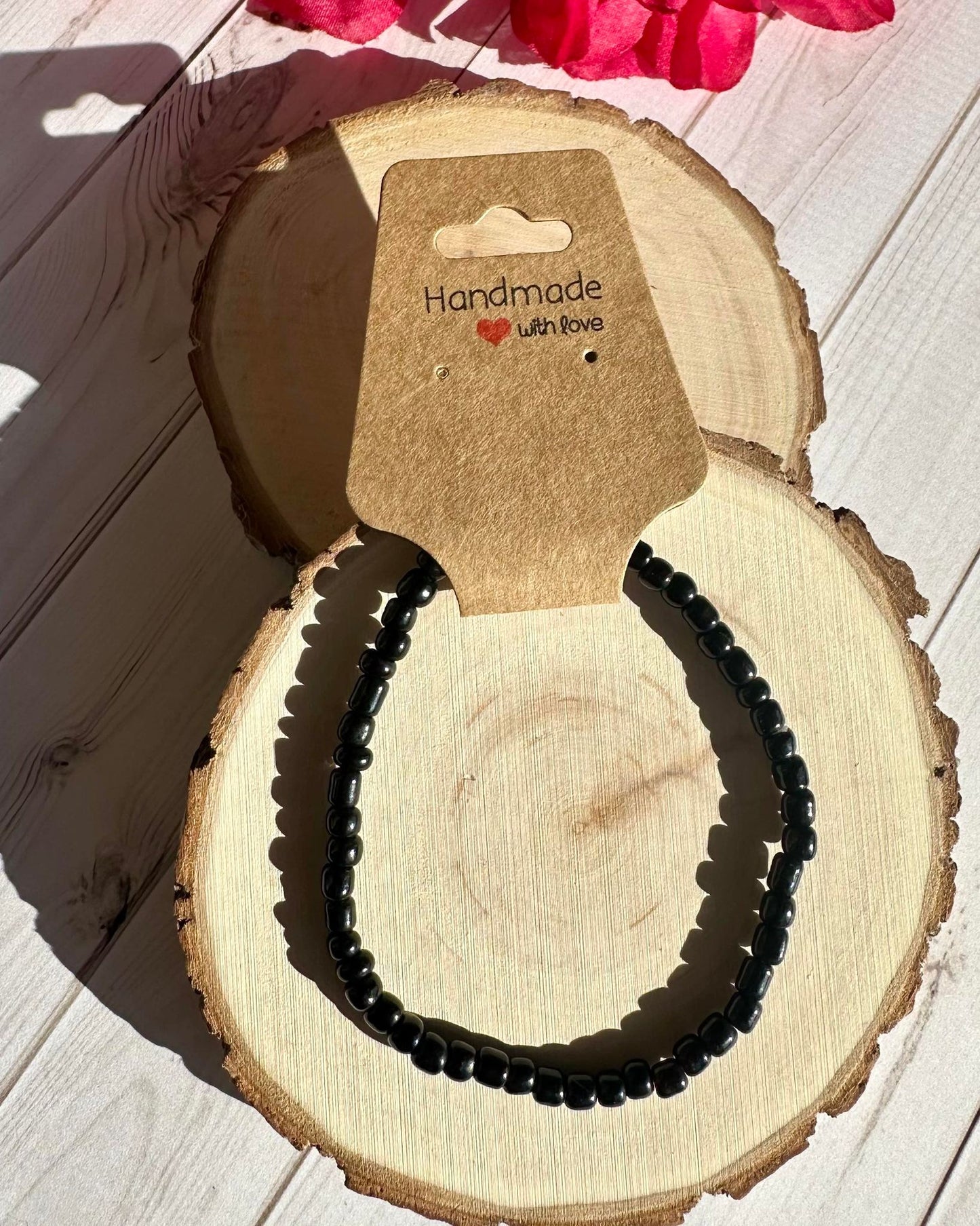 Black Seed Bead Stretch Bracelet